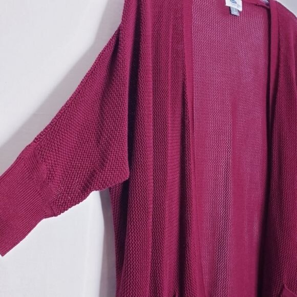 Old Navy Burgundy Red Open Knit Dolman Sleeve Cardigan Sweater Womens Size Small - Picture 4 of 8